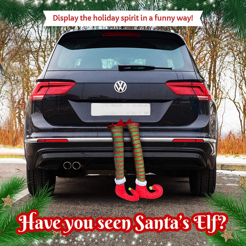 1 Pair Elf Christmas Decorations for Your Vehicle or Fireplace - Hanging Elf Legs for Car Perfect for Holiday Cheer. One Pair Random Style Santa Leg or Elf Leg. STYLE WILL VARY AT RANDOM ELF/SANTA (1)