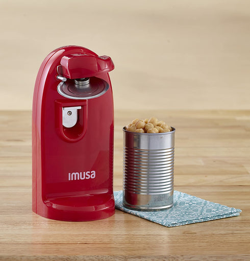 IMUSA USA Electric Can Opener with Bottle Opener and Knife Sharpener, Red