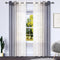 Grey Ombre Sheer Curtains Faux Linen - Semi Voile Gradient Sheer Curtain for Bedroom and Living Room Grommet Top,Set of 2 Panels Window Curtains 52" W—96" L