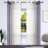 Grey Ombre Sheer Curtains Faux Linen - Semi Voile Gradient Sheer Curtain for Bedroom and Living Room Grommet Top,Set of 2 Panels Window Curtains 52" W—96" L