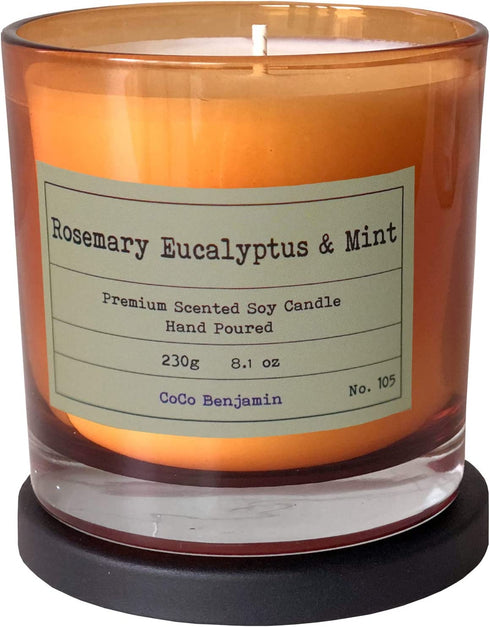 100% Soy, Highly Scented, Hand Poured Soy Candle, 8.1 oz (Rosemary Eucalyptus & Mint)