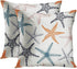 Emvency Set of 2 Throw Pillow Covers Beach Ocean Coastal Orange Black and Blue Starfish Decorative Pillow Cases Home Decor Standard Square 18x18 Inches Summer White Pillowcases