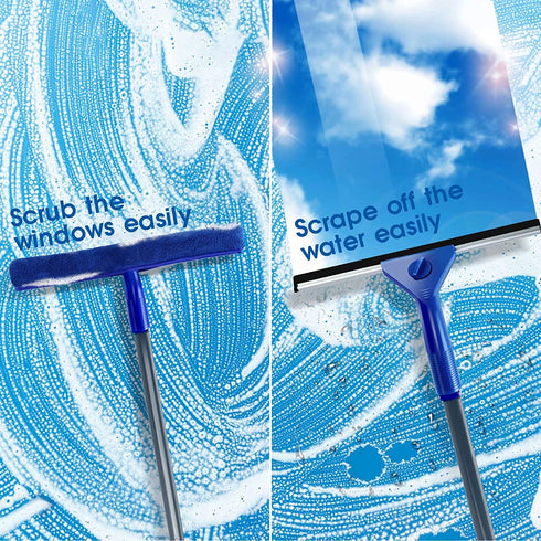 MASTERTOP Window Squeegee Cleaning Tool - Outdoor Window Cleaner, Window Washing Kit, Extension Pole, Streak Free Shine, Easily Squeegee for Window Cleaning