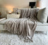 Odds & Ends Home Fleece Blanket Twin Size with Tassels - Super Soft Plush Tan Throw Blankets for Bed, Sofa, Couch, Outdoor, 60x87 Inches