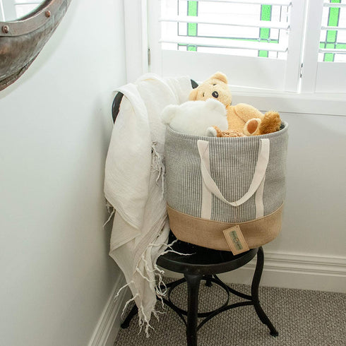 East Earth Storage Basket, the perfect Toy Storage, blanket, throw pillow or Laundry bin (light grey)