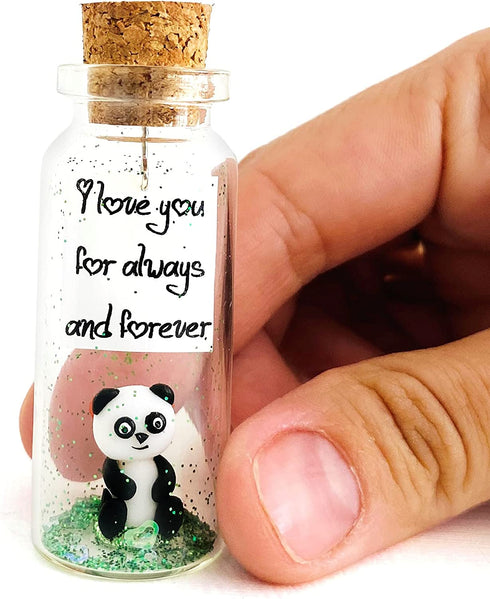 I Love You For Always and Forever - Cute and Kawaii Panda Figurine Gifts - Romantic Anniversary Presents for Men and Women - Meaningful Gift Idea for Friends and Family (Panda Bear and Message in a Bottle, I Love You For Always and Forever)