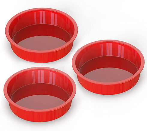 8 inch Round Cake Pans - Set of 3 - SILIVO Silicone Molds for Baking, Nonstick & Quick Release Baking Pans for Layer Cake, Cheese Cake and Chocolate Cake - 8 inch Cake Pan