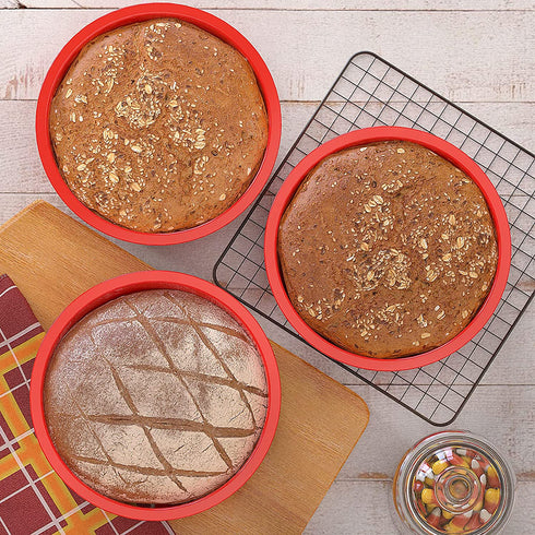 8 inch Round Cake Pans - Set of 3 - SILIVO Silicone Molds for Baking, Nonstick & Quick Release Baking Pans for Layer Cake, Cheese Cake and Chocolate Cake - 8 inch Cake Pan