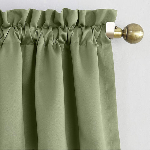 Sun Zero Barrow Energy Efficient Rod Pocket Curtain Single Panel, 54" x 84", Sage Green
