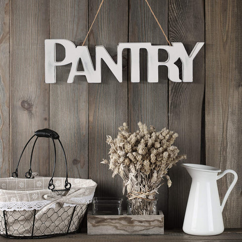 Clever Room Pantry sign | Pantry signs for kitchen farmhouse wall decor, white rustic wood 16.5 x 4.5 inches