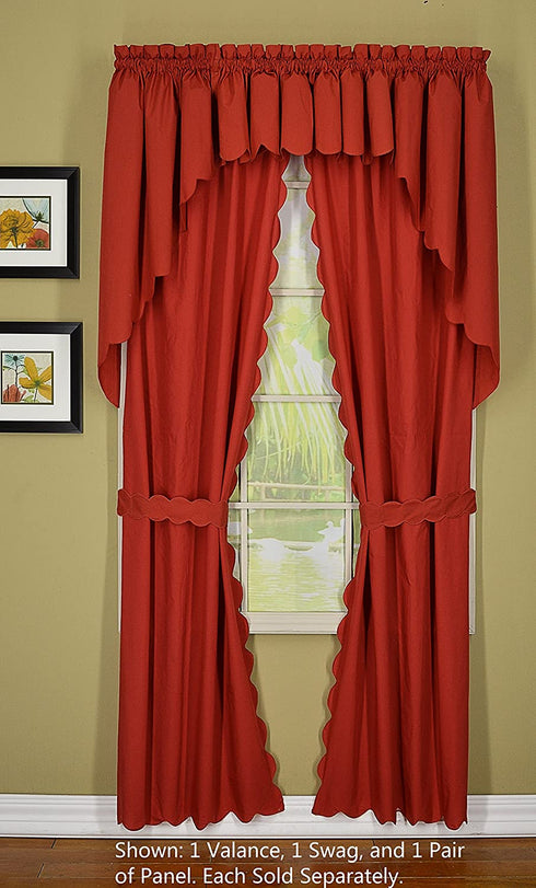 Today's Curtain Orleans 38" Swag Pair Tambour Scallop Edge Curtain, Brick Red, 60 in x (W x L)