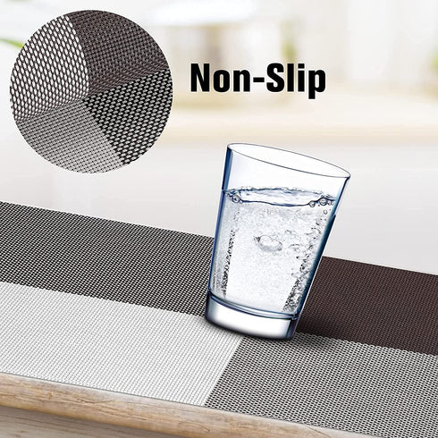Placemats for Dining Table,Place Mats Heat-Resistant Non-Slip Washable and Easy to Cut Set of (4 or 6) CHENYUCHAO Place Mat (Coffe, 6)