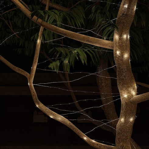 Pure Garden Warm White Outdoor Starry String Solar Powered Fairy 200 LED 8 Lighting Modes for Patio, Backyard, Events, 463.8"x 0.1"x 0.1"