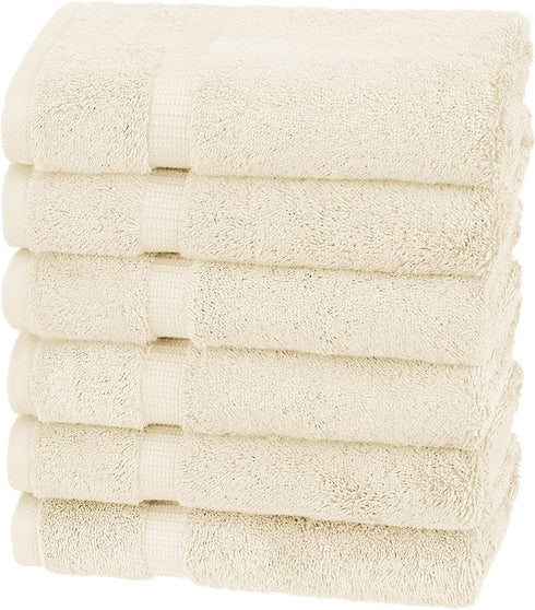 Amazon Brand Pinzon Organic Cotton Hand Towels, Set of 6, Ivory