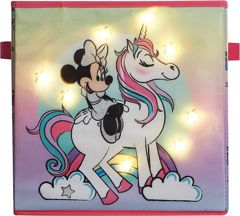 Idea Nuova Disney Minnie Mouse 2 Pack Collapsible Storage 11.5" Cubes with LED Lights