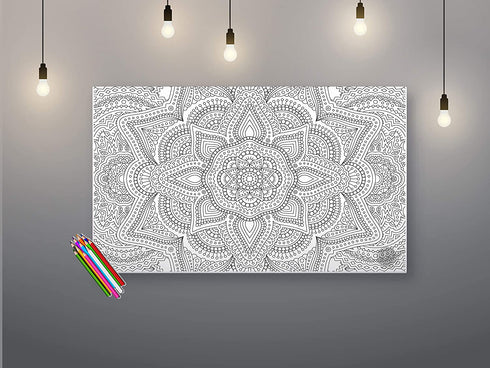 Giant Coloring Poster for Kids and Adults - Great for Care Facilities, Schools, Group and Family Activities (Floral Mandala, 30"x42")