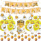 38 Pcs Gudetama Theme Birthday Party Decorations,Party Supply Set for Kids with 1 Happy Birthday Banner Garland , 13 Cupcake Toppers, 18 Balloons,6 Spiral for Party Decorations