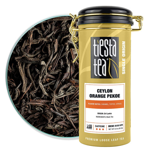 Tiesta Tea - Ceylon Orange Pekoe Black Tea, Loose Leaf Black Tea, High Caffeine, Hot & Iced Tea, 3 oz Tin - 50 Cups, Single Origin Premium Black Loose Leaf Tea from Sri Lanka, 100% Pure Unblended