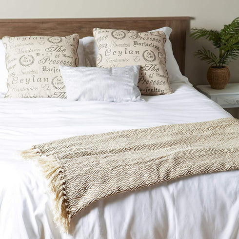 DII Rustic Farmhouse Cotton Diamond Blanket Throw with Fringe for Chair, Couch, Picnic, Camping, Beach, & Everyday Use, 50 x 60 - Double Diamond Stone