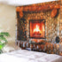 Sevendec Christmas Tapestry Wall Hanging Xmas Cobblestone Fireplace Wall Tapestry for Party Livingroom Bedroom Dorm Home Decor W90" x L71"