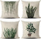 MENGT Set of 4 Green Plant Throw Pillow Covers Decorative Line Outdoor Cushion Cover Sofa Home Pillow Covers 18x18¦