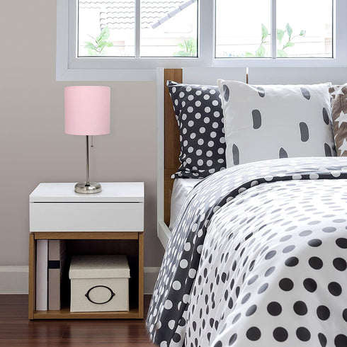 Limelights LT2024-LPK Stick Charging Outlet Table Lamp, Brushed Steel Base/Light Pink Shade