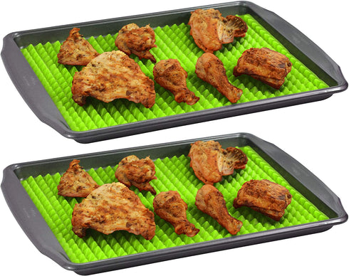 Southern Homewares Healthy Homewares Raised Silicone Baking Sheet Non-Stick Cooking Mat Oven Tray Liner Green Set of 2
