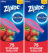Ziploc Gallon Food Storage Bags, Grip 'n Seal Technology for Easier Grip, Open, and Close, 75 Count, Pack of 2 (150 Total Bags)