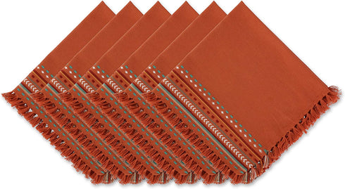 DII Tabletop Collection, Southwest Hacienda Stripe, Napkin Set, 20x20, Sedona Sunset, 6 Piece