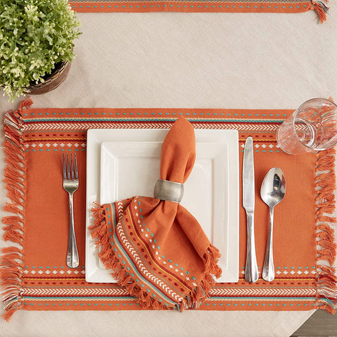 DII Tabletop Collection, Southwest Hacienda Stripe, Napkin Set, 20x20, Sedona Sunset, 6 Piece