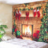 Sevendec Christmas Tapestry Wall Hanging Fireplace Xmas Tree Stockings Gifts Wall Tapestry for Party Livingroom Bedroom Dorm Home Decor W90" x L71"