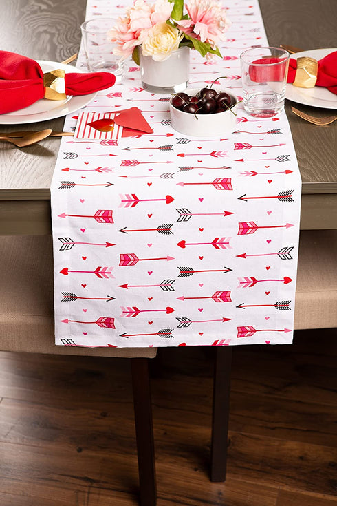 DII Valentine's Day Table Top Collection, Table Runner, 14x72, Hearts & Arrow