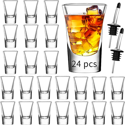 Shot Glass Set of 24 -1.2oz/35ml Clear Shot Glass with Heavy Base, Rock Shot Glasses bulk for Cocktail, Vodka, Espressos, Liqueurs, Tequila and Desserts