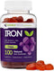 Iron Gummies for Adults and Kids, Chewable Multivitamin Supplement with Iron, Vitamin C, A, B, Zinc, Folic Acid, and Biotin (Grape Flavored) Vegan Safe, Made in The USA from HERBATECH