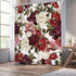 Homewelle Burgundy Floral Shower Curtain Watercolor Rustic Flower Rose Red White Girl Retro Leaves Blossom Peony Woman 60Wx72L Inch Waterproof 12 Pack Shower Hooks Polyester Fabric Bathroom Bathtub