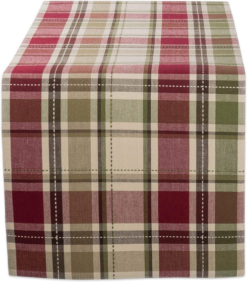 DII Fall Basics Collection 100% Cotton, Machine Washable, Tabletop, Table Runner, 13x72, Homespun Plaid