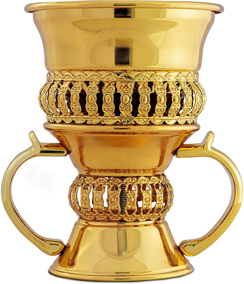 AM Regal Metal Incense Burner - Bakhoor Burner Mubkhara Frankincense Insence Burner - Ideal for Yoga, Spa & Aromatherapy (Gold)