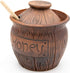 Honey Jar with a Dipper 16oz. Ceramic Honey Pot Made Out of Solid Clay Piece. Honey Container, and a Great Rustic Bowl for Gift (Brown) - Ceramic Beehive Honey Pot with Dipper.