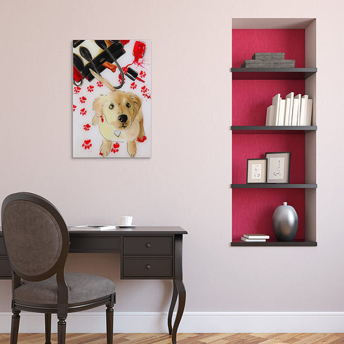 Empire Art Direct Oh Again Frameless Free Floating Tempered Glass Dog Wall Art Ready to Hang, 16 in x 24 in x 0.2