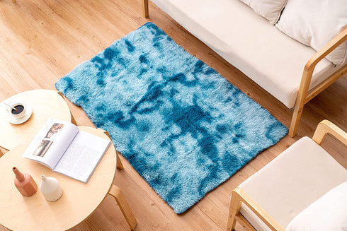 Sualvida Soft Fluffy Bedroom Rugs - 3' x 5' Feet Indoor Shaggy Plush Area Rug for Boys Girls Kids College Dorm Living Room Home Decor Floor Carpet ( Dark Blue)