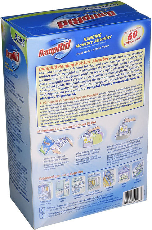 Damp Rid FG83K 14-Ounce Hanging Moisture Absorber Fresh Scent, 3-Pack