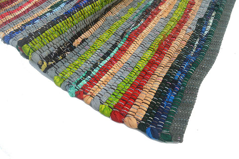 Chardin Home - Eco Friendly 100% Recycled Cotton Colorful Chindi Runner Area Rug - 2'x5'