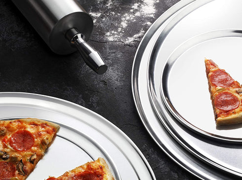 New Star Foodservice 51025 Restaurant-Grade Aluminum Pizza Pan, Baking Tray, Coupe Style, 12-Inch, Pack of 6