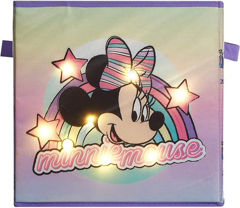 Idea Nuova Disney Minnie Mouse 2 Pack Collapsible Storage 11.5" Cubes with LED Lights