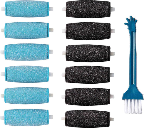 LULUKO12PCs Replacement Rollers Compatible with Amope Pedi Perfect Wet&Dry Footfile (6Extra 6Regular(Blue))