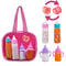 fash n kolor®, My Sweet Baby Disappearing Doll Feeding Set | Baby Care 4 Piece Doll Feeding Set for Toy Stroller | 2 Milk & Juice Bottles with Toy Pacifier for Baby Doll,