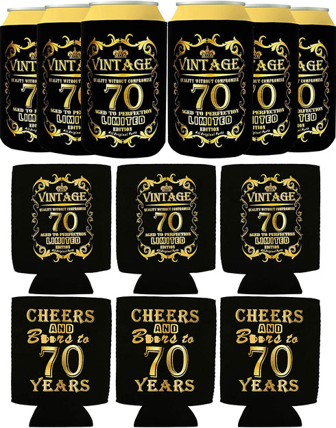 Cheers To 70th Years, 70th Birthday Can Bottle Cooler, 70th Birthday Gifts for Men, 70th Birthday Sleeve, 70th Birthday Decorations for Men, 70th Birthday Party Supplies, 70th Birthday Favors