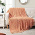 BRSnugU Throw Blanket for Couch,Warm & Cozy Fluffy Acrylic Knitted Bed Throws with Tassels for Sofa,Decor,Travel,All Seasons Suitable for Adults and Kids,50"x60",Coral