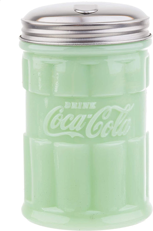 Tablecraft Coca-Cola Jadeite Sugar Pourer 3.25 x 3.25 x 5", Green