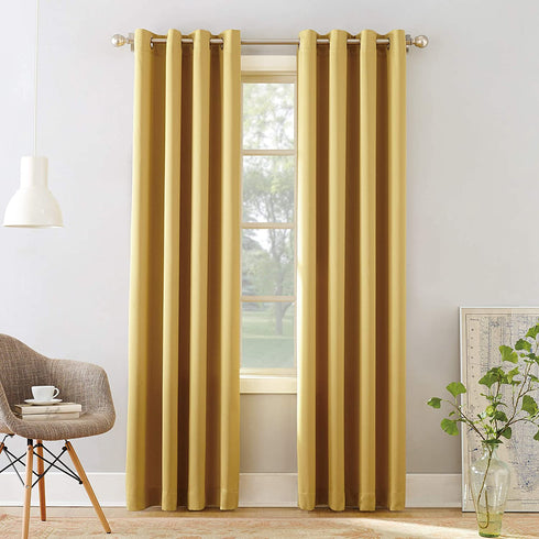 Sun Zero Barrow Energy Efficient Grommet Curtain Single Panel, 54" x 95", Flax